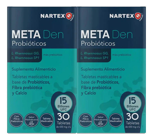 Probióticos Meta Den Duo Nartex 30 Tabs 2 Packs De 15 Tabs Sabor Sin Sabor