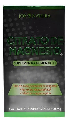 Citrato De Magnesio 60 Cápsulas Joy Natura Sin Sabor Vegano Sin Gluten