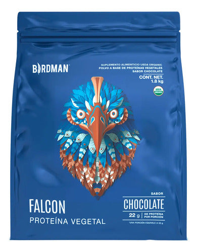 Birdman Falcon Protein Proteína Vegana Orgánica | Con Enzimas Y Probióticos | Sin Gluten | Chocolate | 1.8kg