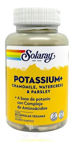 Citrato De Potasio 60 Caps Manzanilla Berro Perejil Solaray N/a