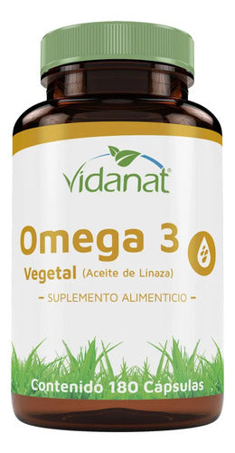 Omega 3 Vegetal (aceite De Linaza) 180 Cáps Vidanat Vegano Sabor Sin Sabor