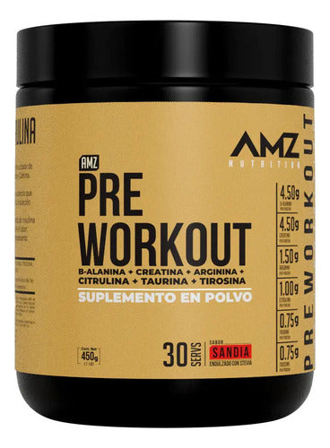 Pre Entreno Amz Pre Workout 450gr 30 Servicios Sabor Sandía
