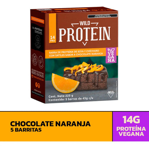 Barritas De Proteína Wild Foods Sabor Chocolate Naranja Pack X5