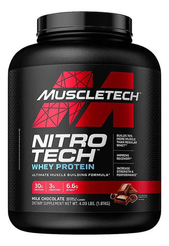 Suplemento En Polvo Muscletech Nitrotech Proteína De Nitro Tech Whey Protein Sabor Chocolate Con Leche X 1.81kg