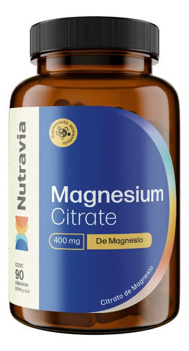 Citrato De Magnesio Nutravia 400mg 90 Cápsulas Sin Sabor Vegano