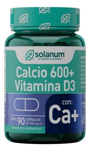 Solanum Calcio 600 + Vitamina D3 90 Caps De 700mg Sin Sabor