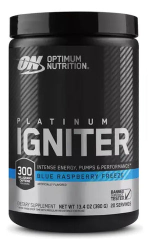 Optimum Nutrition Pre Workout Platinum Igniter 20 Serv Sabor Blue Raspberry Freeze