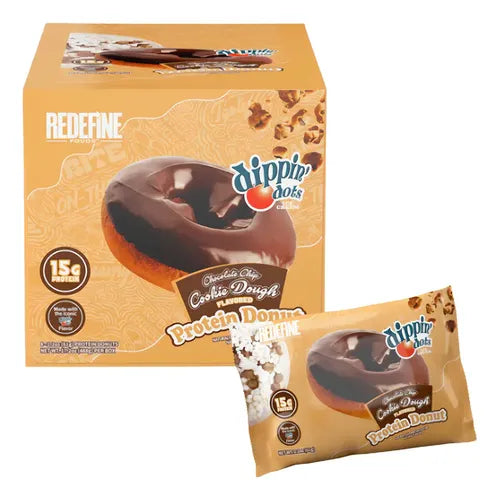 Redefine Foods Donas Altas En Proteina 8 Pack 488 Gr Sabor Chispas De Chocolate Con Pan De Galleta Chocochispas