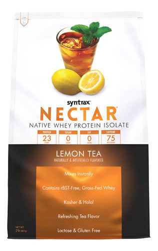 Proteína Aislada De Suero Syntrax, 907 G, Mousse De Fresa, Sabor A Té De Limón