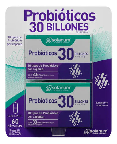 Solanum Probioticos 30 Billones 60 Cápsulas Twopack Sfn Sabor Sin Sabor