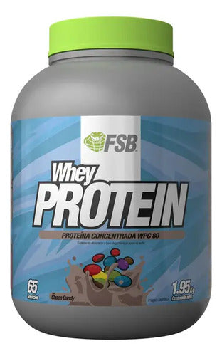 Proteina Whey Protein Fsb 1.95kg 65 Servicios Wpc 80 Sabor Choco Candy