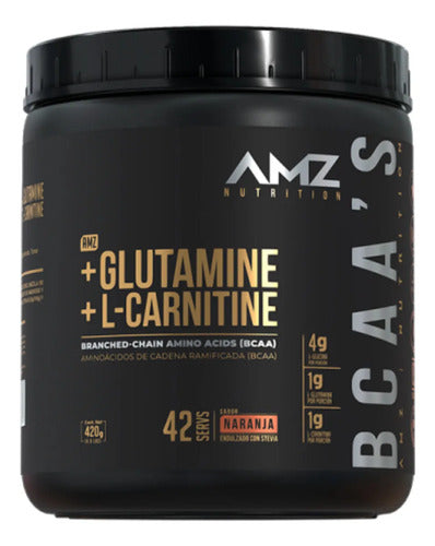 Bcaa Amz Glutamina L-carnitina 30 Servicios Los Sabore Sabor Naranja