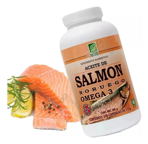 Suplemento En Cápsulas All Nature Aceite De Salmon Omega 3 Sabor Na En Bote De 390g 300 Un