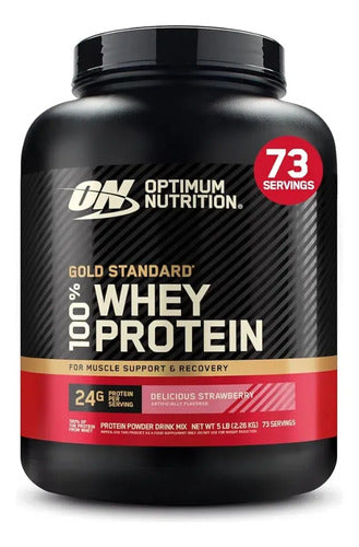 Suplemento Optimum Nutrition Proteína Gold 100% Whey Sabor Delicious Strawberry De 2.26kg - Polvo Frutilla Deliciosa