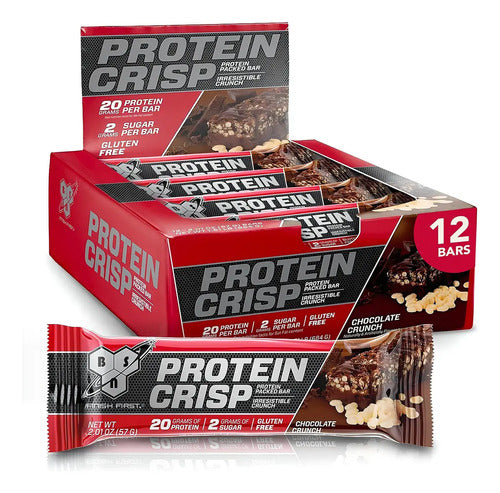 Barra Proteina Bsn Protein Crisp 12 Pack 660 Gr Sabor Chocolate Crunch Chocolate Crujiente