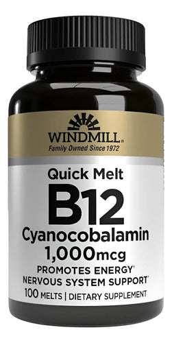 Vitamina B12 Quick Melt Windmill En Tabletas Sin Sabor