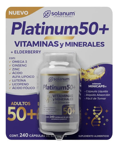 Solanum Platinum 50+ Vitaminas Y Minerales 240 Cápsulas Sabor Sin Sabor