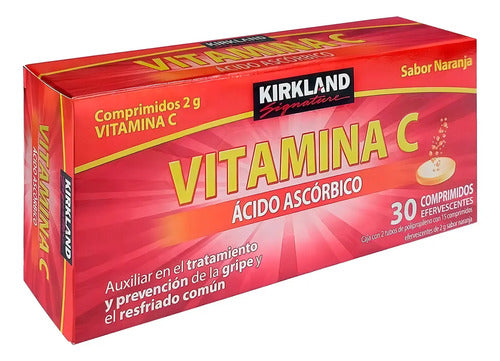 Vitamina C Kirkland Acido Ascorbico 30 Piezas Efervescente Naranja