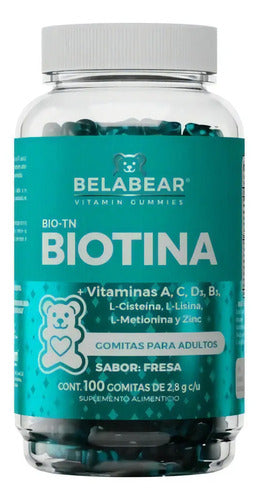 Biotina Cisteína Lisina Metionina 100 Gomitas Belabear Fresa