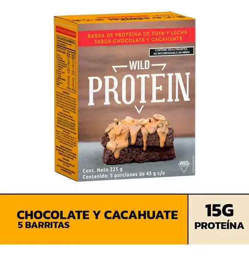 Barra De Proteína Wild Foods Sabor Chocolate Cacahuate 5 Uds
