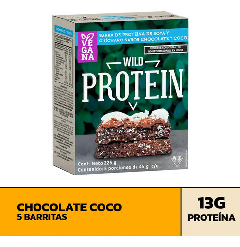 Barritas De Proteína Vegana Wild Foods Sabor Chocolate Coco Pack X5 Uds.