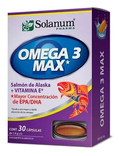 Solanum Omega 3 Salmón De Alaska + Vitam A, D, E, 30caps Sfn Sabor Sin Sabor
