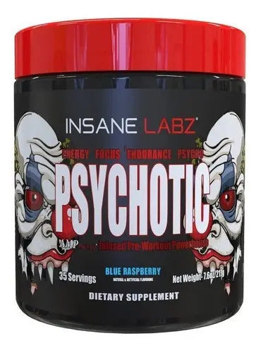 Pre Entreno Psychotic Insane Labz Blend 35 Servs Blue Raspberry Frambuesa Azul