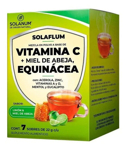 Solanum Vitamina C, Equinácea Miel Abeja Polvo 7 Sobres Limon Y Miel De Abeja