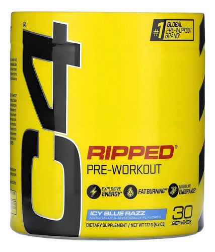 Cellucor Pre Workout Powder Suplemento En Polvo C4 Ripped Carnosyn Beta-alanina Sabor Icy Blue Razz Pote 180g