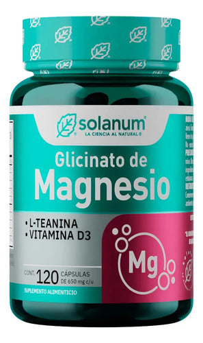 Solanum Glicinato De Magnesio 120 Capsulas De 650mg C/u Sin Sabor