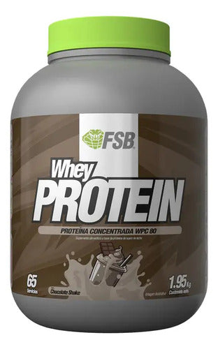Proteina Whey Protein Fsb 1.95kg 65 Servicios Wpc 80 Sabor Chocolate Shake
