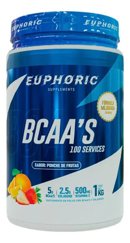 Bcaa 2:1:1 Euphoric Colágeno Vitamina C 1kg Ponche Frutas Ponche De Frutas