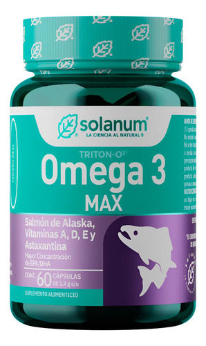 Solanum Línea Turquesa Omega 3 Max +vitaminas A,d,e- 60 Caps Sabor Sin Sabor Salmón