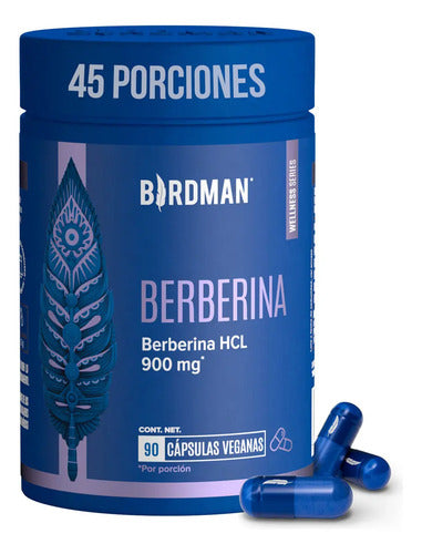 Birdman Berberina Hcl 900 Mg | Sin Aditivos | 45 Porciones | 90 Cápsulas Sin Sabor