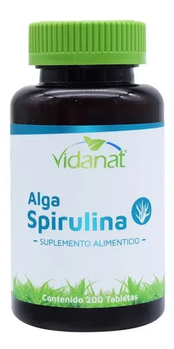 Alga Spirulina Vidanat 200 Tabletas 400mg Sin Sabor