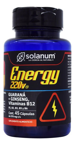 Solanum Energy 220v  Guarana + Ginseng 45 Capsulas 570mg Guarana Ginseng