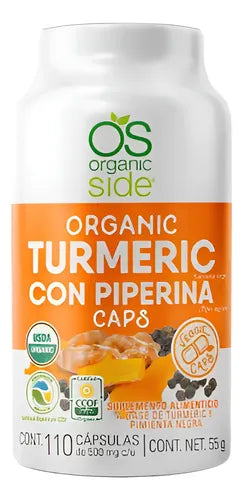 Cápsulas Cúrcuma Orgánica 110pz Organic Side Vegetal Turmeric Sabor Na