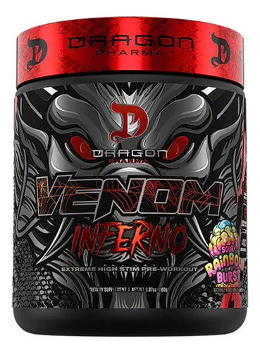 Pre Entreno Dragon Pharma Venom Inferno 40 Servs Extremo 3 Sabor Rainbow Burst