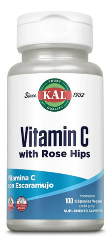 Vitamina C Kal Con Escaramujo Y Acerola 100 Cápsulas Veganas Sin Sabor Sin Sbor