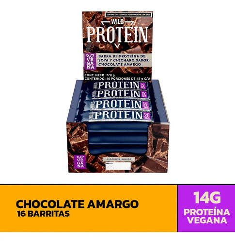 Barritas De Proteína Wild Foods Sabor Chocolate Amargo Pack X16 Uds.
