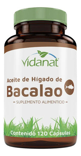 Aceite De Higado Bacalao 120 Cápsulas Vidanat Sabor Sin Sabor